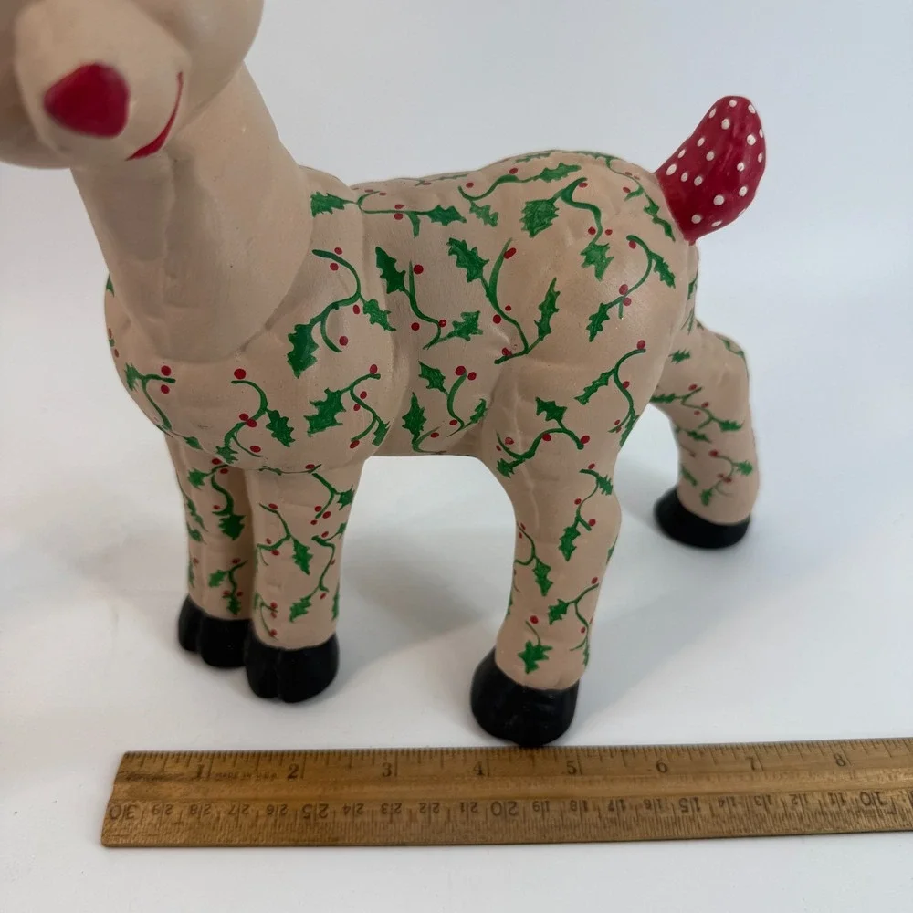 Vintage Kimple Ceramic Molds Christmas Quilted Reindeer Set Figurines Polka Dots